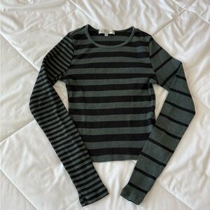 Truly Madly Deeply Black and Green Striped Top